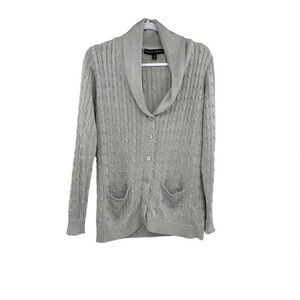 Ralph Lauren Black Label Metallic Silver Cardigan Sweater Size Medium